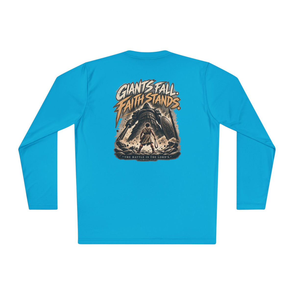 Giants Fall Faith Stands Long Sleeve Tee — Christian Adventure Graphic Shirt