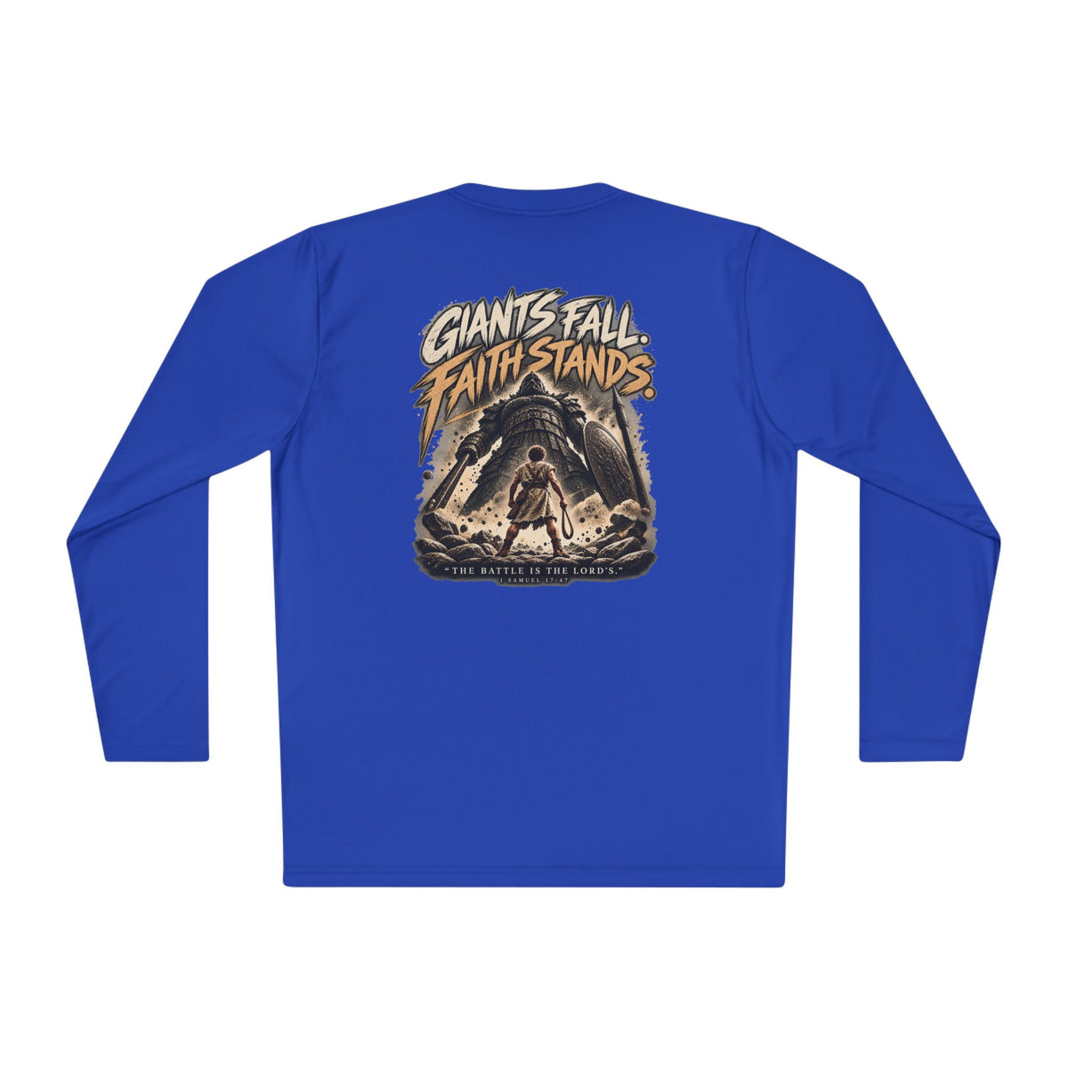 Giants Fall Faith Stands Long Sleeve Tee — Christian Adventure Graphic Shirt