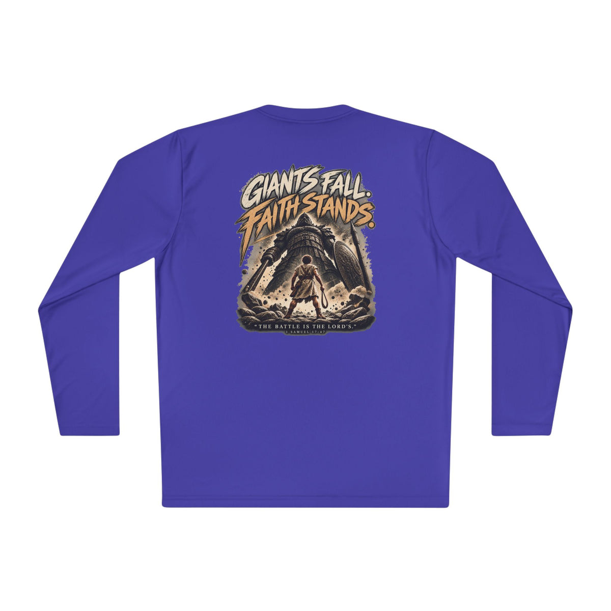 Giants Fall Faith Stands Long Sleeve Tee — Christian Adventure Graphic Shirt