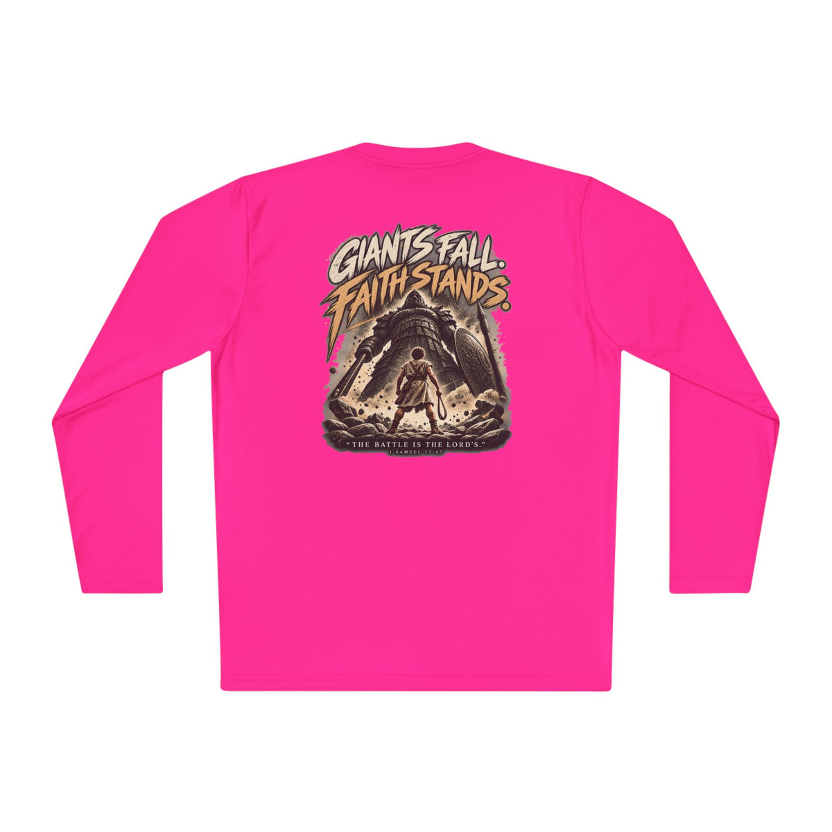 Giants Fall Faith Stands Long Sleeve Tee — Christian Adventure Graphic Shirt