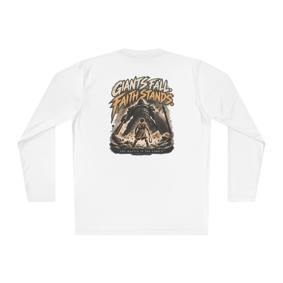 Giants Fall Faith Stands Long Sleeve Tee — Christian Adventure Graphic Shirt