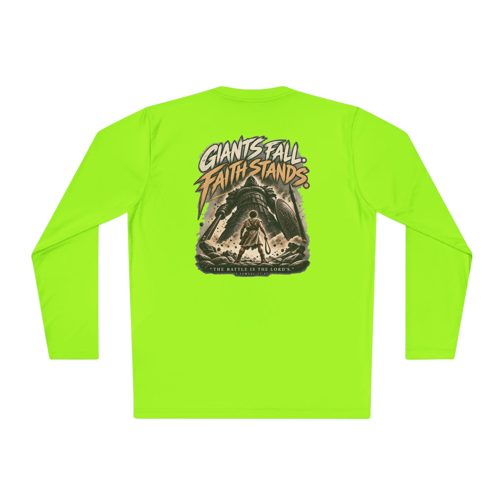 Giants Fall Faith Stands Long Sleeve Tee — Christian Adventure Graphic Shirt
