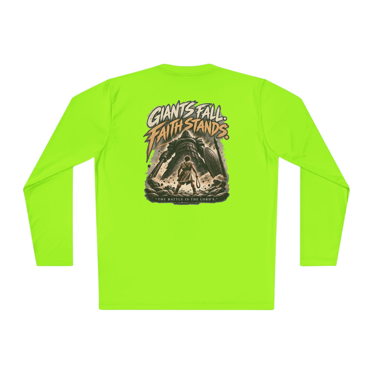 Giants Fall Faith Stands Long Sleeve Tee — Christian Adventure Graphic Shirt